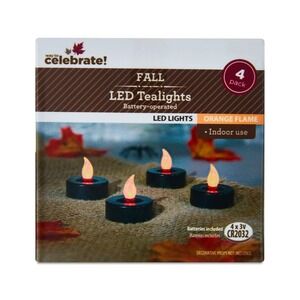 Battery-Operated LED Tealight Candles,‎ Black, 4 Count, Fall by Way To Celebrate